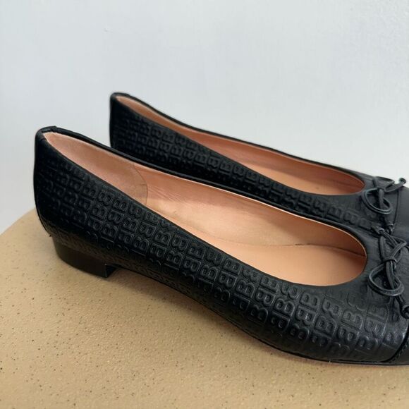 Brooks Brothers Women’s Black Leather Embossed Round Tow Dainty Bow Ballet Flat - Picture 10 of 12